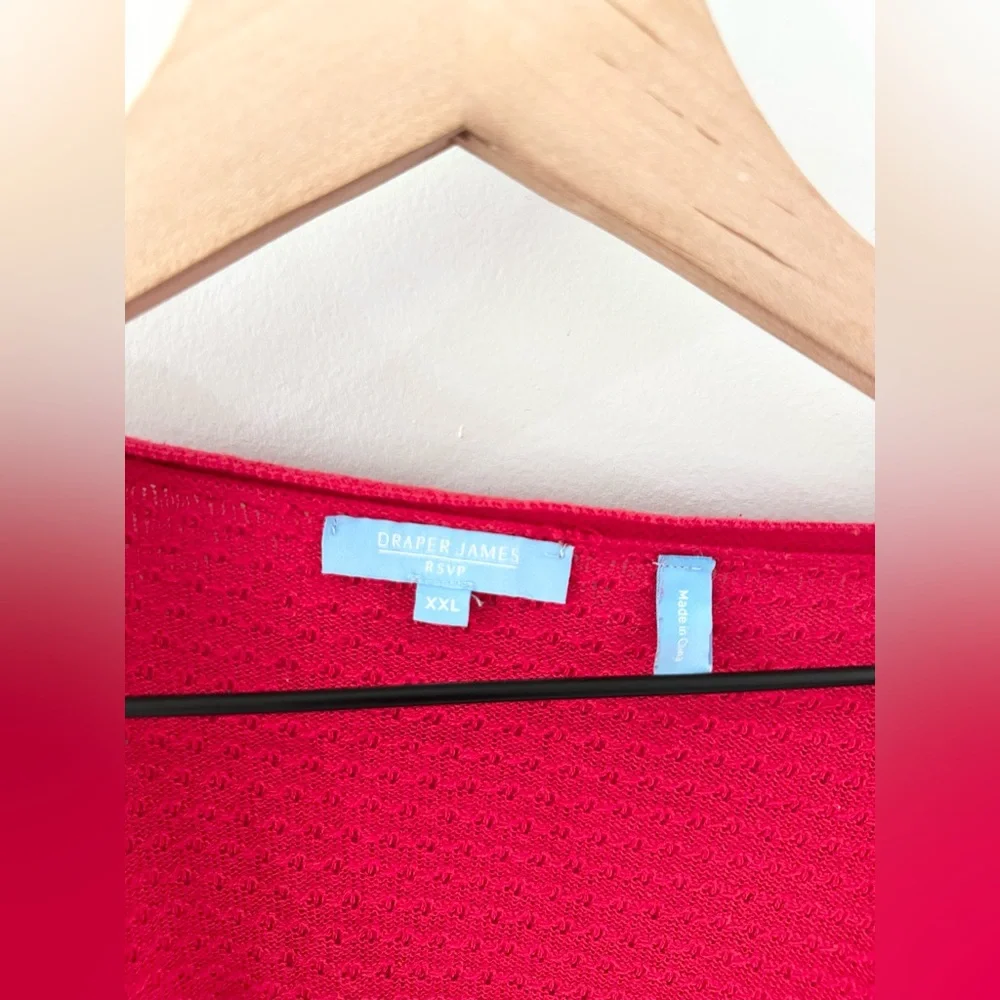 Draper James RSVP V-Neck Textured Cardigan Red Size XXL - Picture 5 of 6